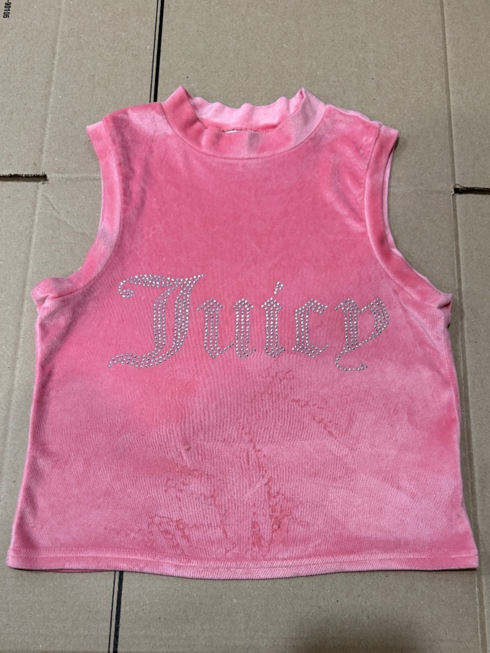 Juicy Couture Pink Velour Rhinestone Logo Sleepwear Tank Top Women’s Medium